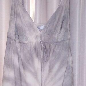 CULTURE Metal Grey XLg Summer BOHO Tie-Dye V-Neck Dress with Rope Metal Detail